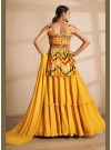 Yellow Floral Embroidered Georgette Indo-western Suit